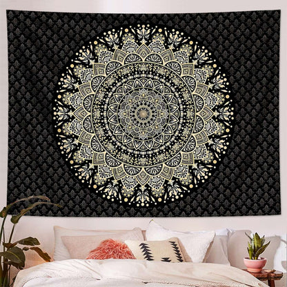 1pc Bohemian Mandala Tapestry, Retro Plant Flower psychedelic Tapestry, Hippie Style Room Decoration Wall Hanging
