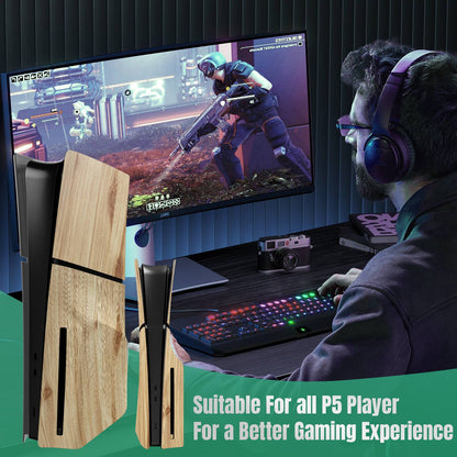 Wood Color Faceplate for New PS5 Slim Replacement Cover Shell Case Plate Accessories for PS5 Slim Disc Edition