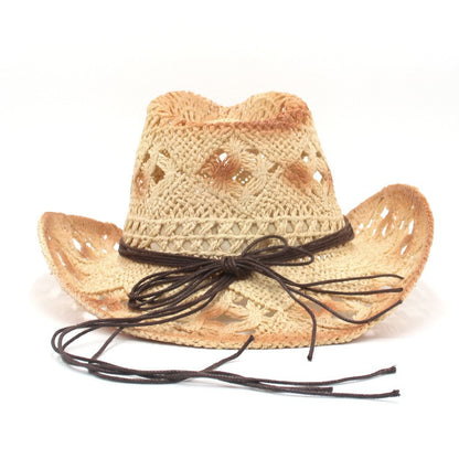 New outdoor beach sun protection and breathable cowboy hat with ethnic style, western sun protection and shading