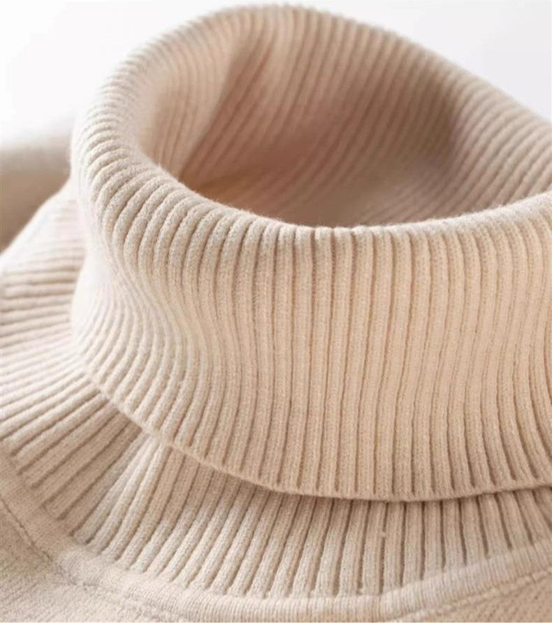 Men‘s Thermal Fleece High-neck Sweater Winter Turn-down Collar Fleece-lined Knitted Pullover Casual Keep Warm Thick Bottom Tops