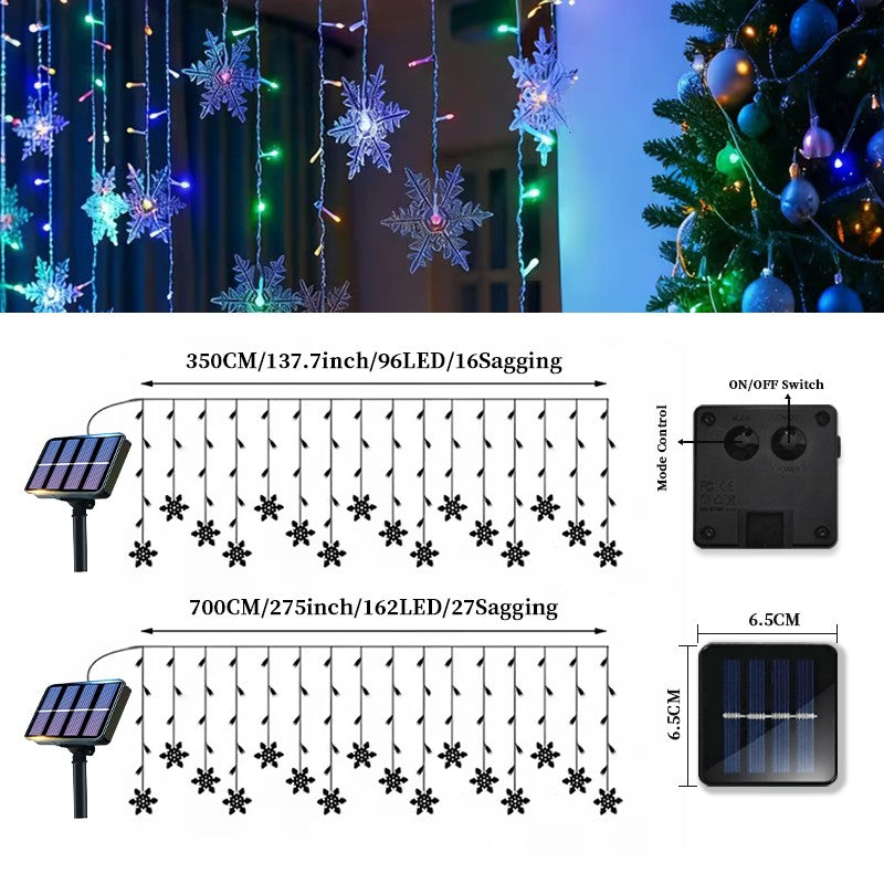 Solar Ice Strip Snowflake String Light Christmas Tree Decoration Light Winter Festival Light for Christmas Halloween Decor