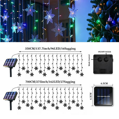 Solar Ice Strip Snowflake String Light Christmas Tree Decoration Light Winter Festival Light for Christmas Halloween Decor