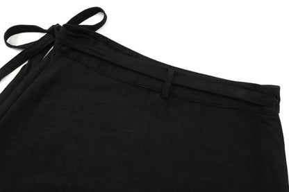 AS 2025 spring summer woman  linen one pieces  wrap skirts adjustable waist 2cm