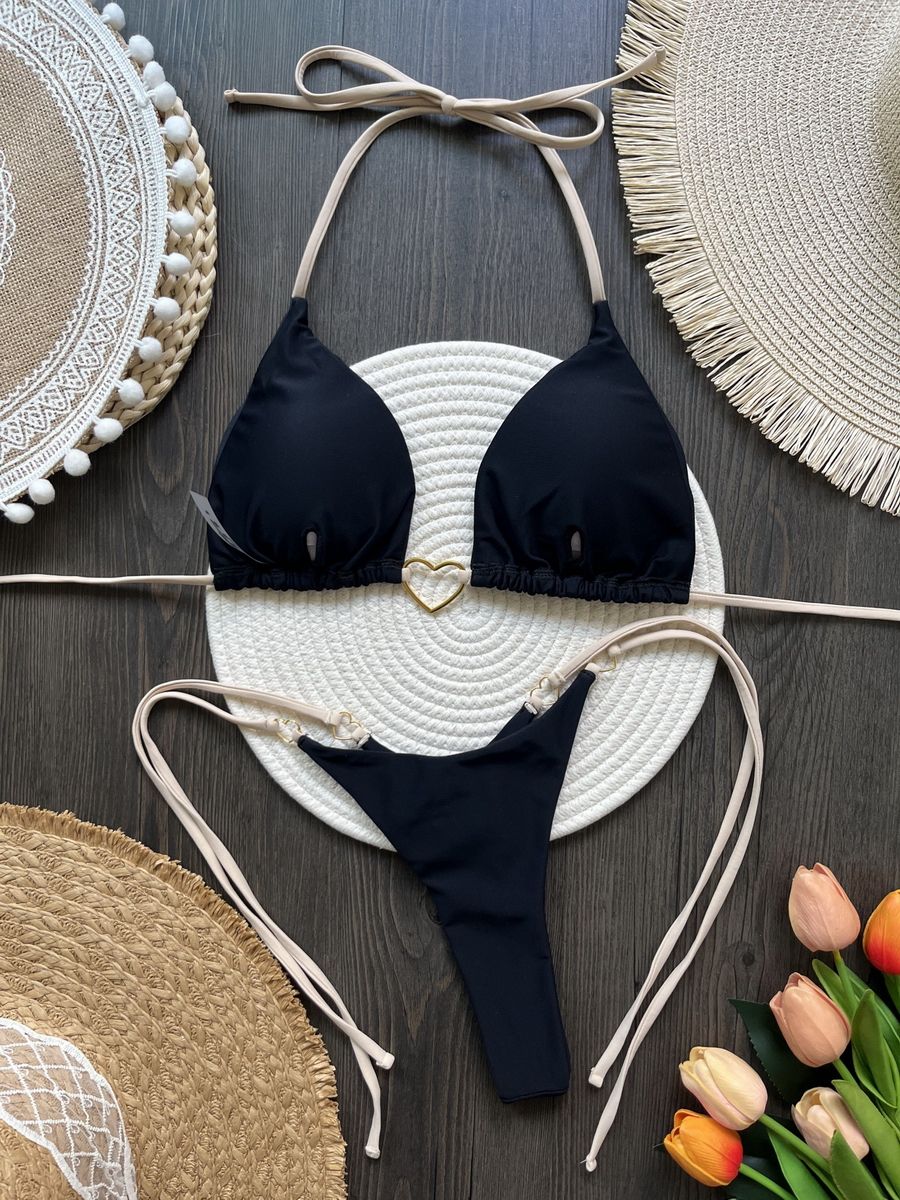 Para Praia 6 Colors Solid Brazilian Bikini Micro Swimwear T-back Swimsuit Women Sexy Biquini 2025 Thong Bikini Set Bathing Suit