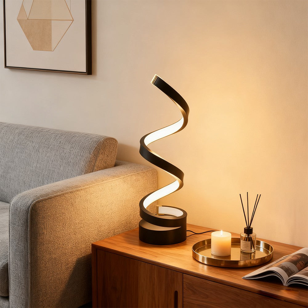 Modern Spiral Table LED Night Light Dimmable Table Lamp Living Room Bedside Lamp RGBW Study Office Bedroom Decoration