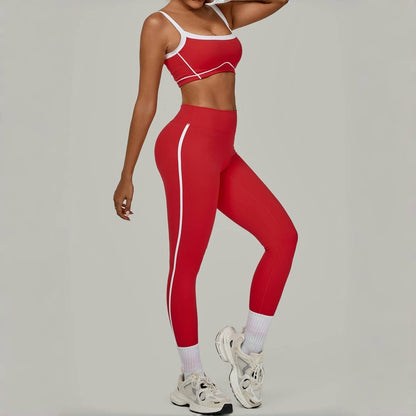 Yoga Suit Sports Fitness High Waist Peach Hip Tight Removable Padding Sports Bra Outfit Running Workout Clothes Gym Leggings Set