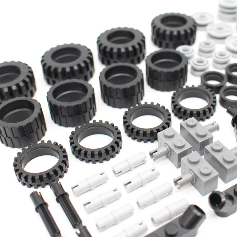 56 unidades/lote Moc Roda Técnica Blocos de Construção Tijolos Pino Pneu Eixo Conector Carro Tecnologia Automóvel Peças Conjunto Brinquedo