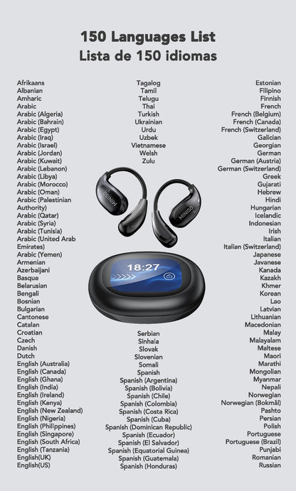 Miniso MS189 AI Translation Bluetooth Earphones Sports Wireless Headset LCD Color Touch Screen 8-Hour Battery Life Stereo Bass