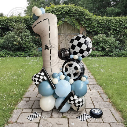 52Pcs Race Car Theme Balloon Set Blue Black Latex Balloons Checkered Flag Birthday Party Baby Shower Decor