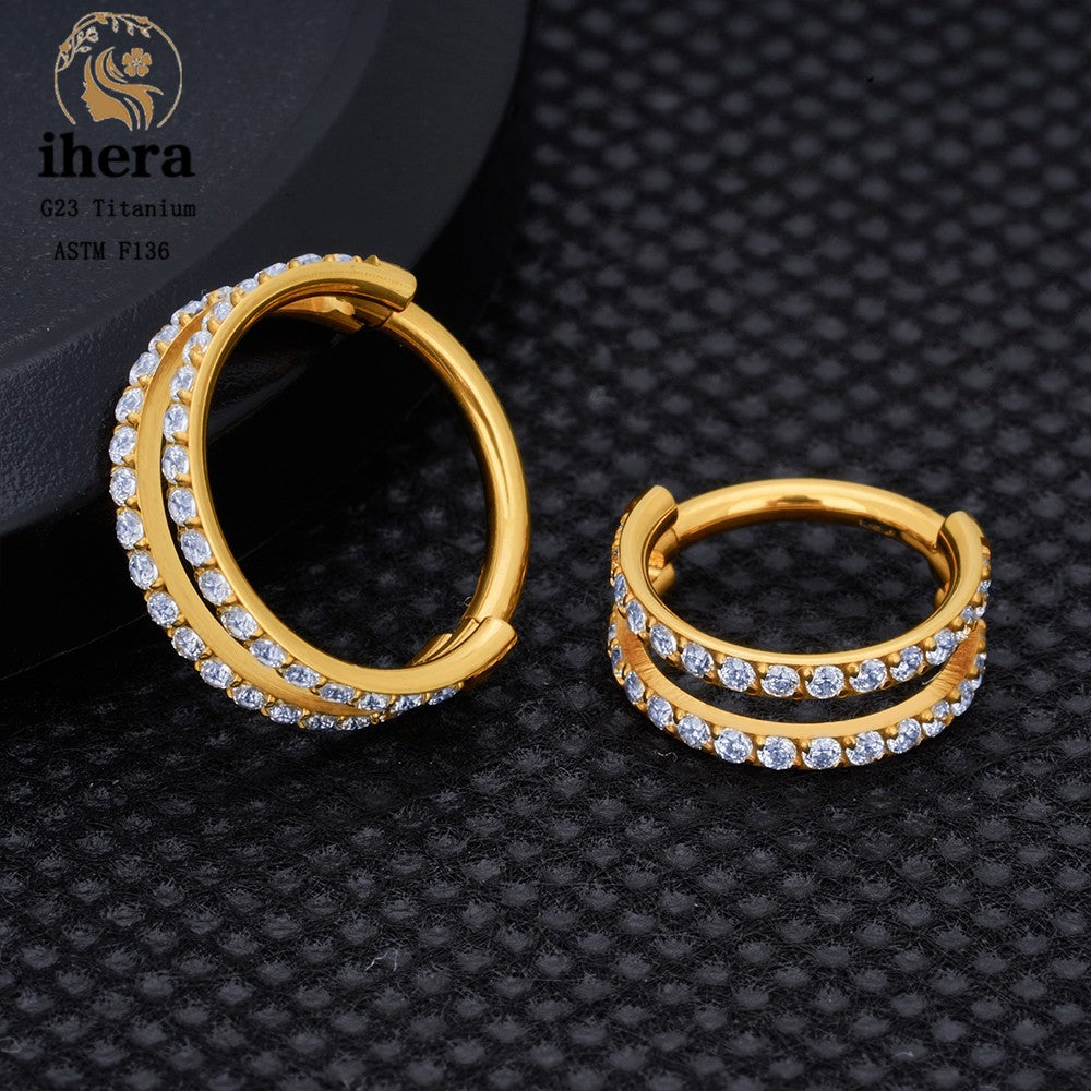G23 Titânio Anel de Nariz Clicker Orelha Cartilagem Tragus Hélix Daith Brincos Redondos Argolas Zircônia Cúbica 16G Segmento Articulado Joia de Piercing Corporal