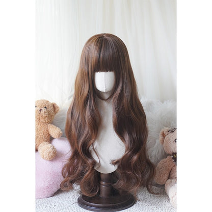 Peruca Longa Cacheada Estilo Lolita de 81cm | Cabelo Sintético Resistente ao Calor com Franja para Cosplay, Halloween, Festa Temática de Anime