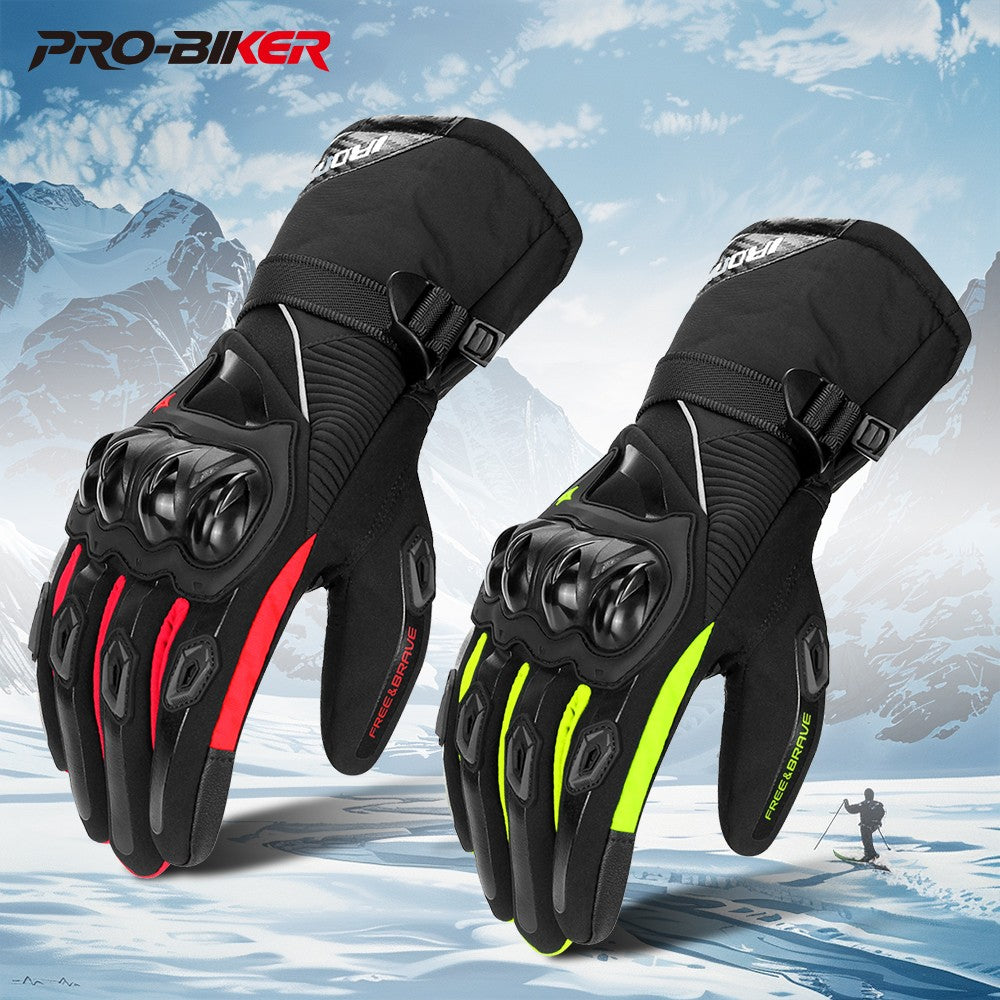 Luvas de Motocicleta Impermeáveis Masculinas de Inverno Luvas Protetoras de Motocicleta Quentes à Prova de Vento para Motocross com Tela Sensível ao Toque