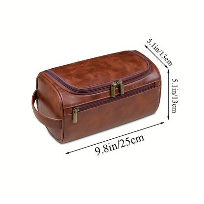 Custom Engraved Men's Multifunction Large Capacity Toiletry Bag - Sleek Faux Leather Perfect for Travel & Festival Birthday Gift