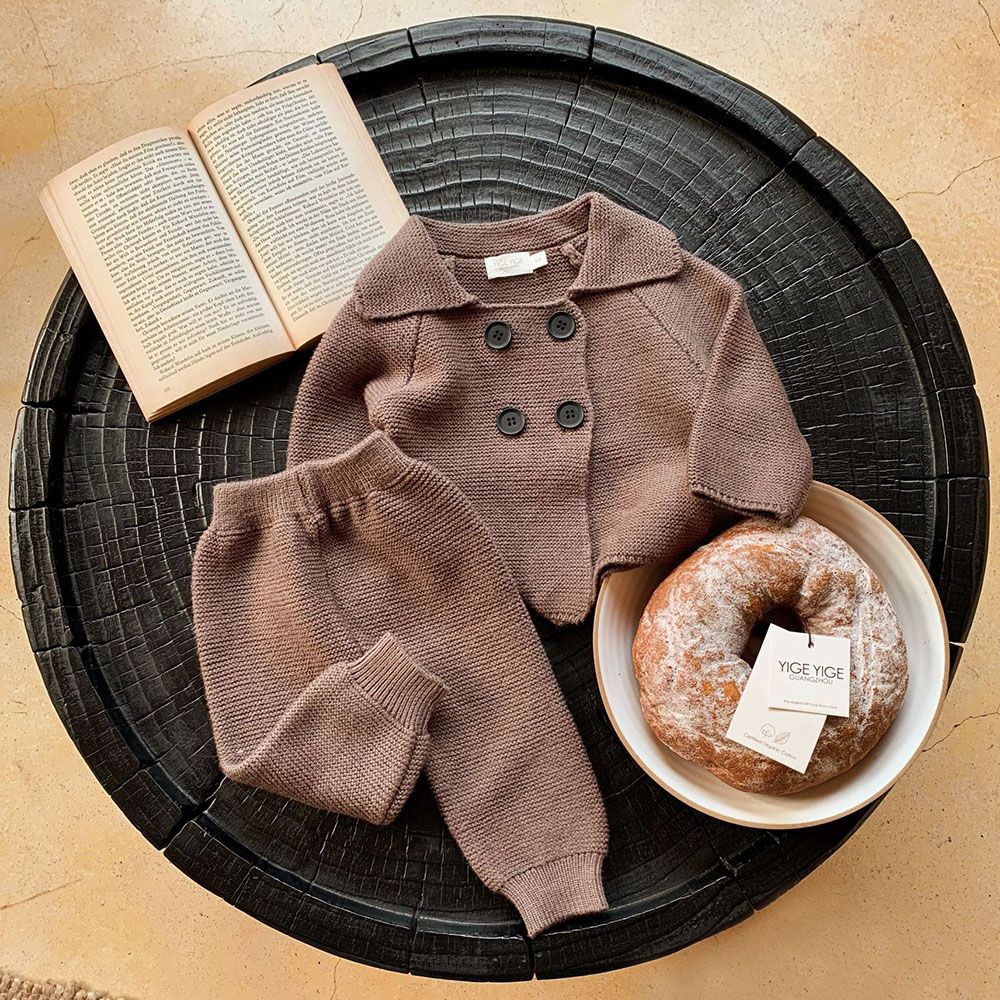 2Pcs Baby Girl Knitted Clothes Autumn Long Sleeve Sweater + Pant Toddler Boy Clothes Suit