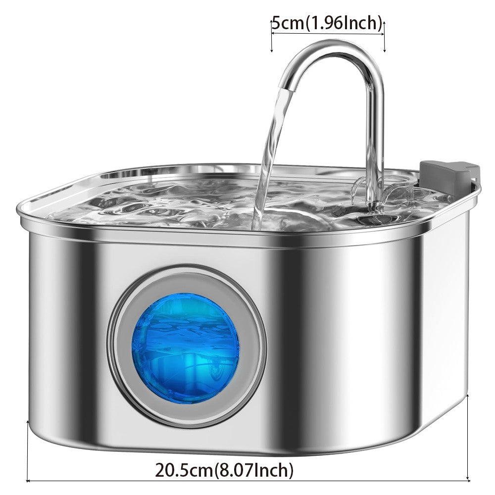 Bebedouro automático para animais de estimação 3,2L em aço inoxidável, fonte inteligente para gatos, dispensador de água para cães com janela visual, tigela de água para animais de estimação