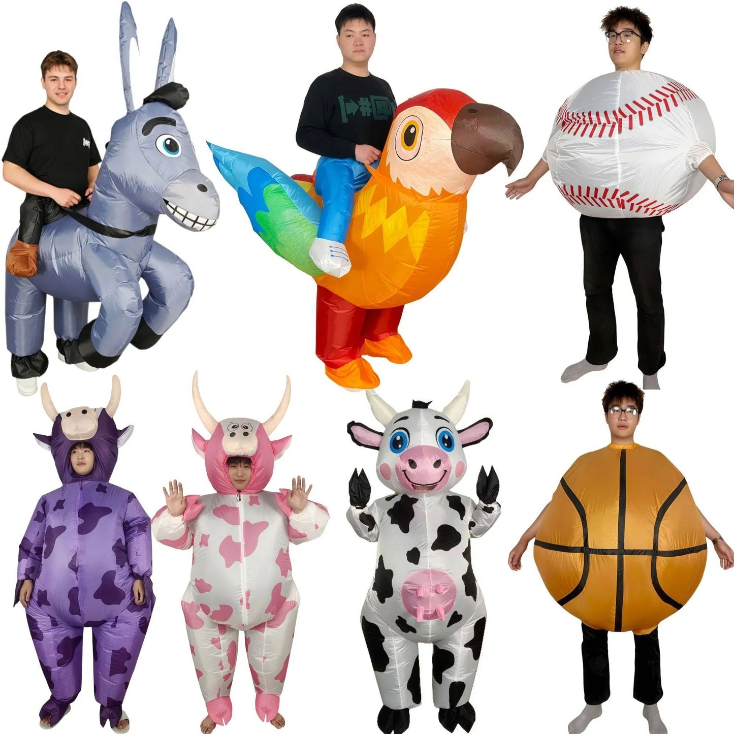 Halloween Character Inflatable Costume Colorful Parrot Multi-Color Cow Costume Props, Holiday Party Cosplay