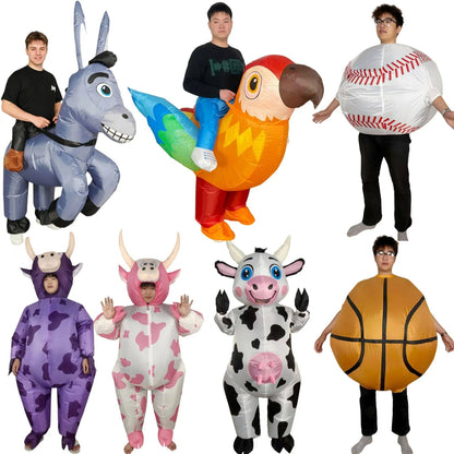 Halloween Character Inflatable Costume Colorful Parrot Multi-Color Cow Costume Props, Holiday Party Cosplay