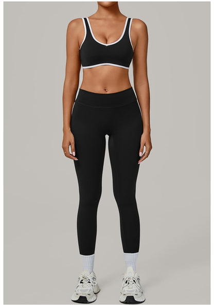 Yoga Suit Sports Fitness High Waist Peach Hip Tight Removable Padding Sports Bra Outfit Running Workout Clothes Gym Leggings Set