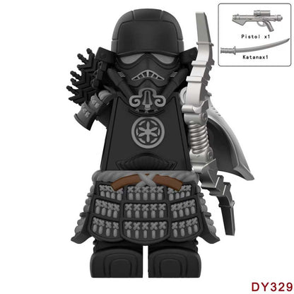 Armadura de Storm Samurai Trooper Soldado Branco Articulado DY325 com Armas (Pistola e Katana) - DY Minifigs