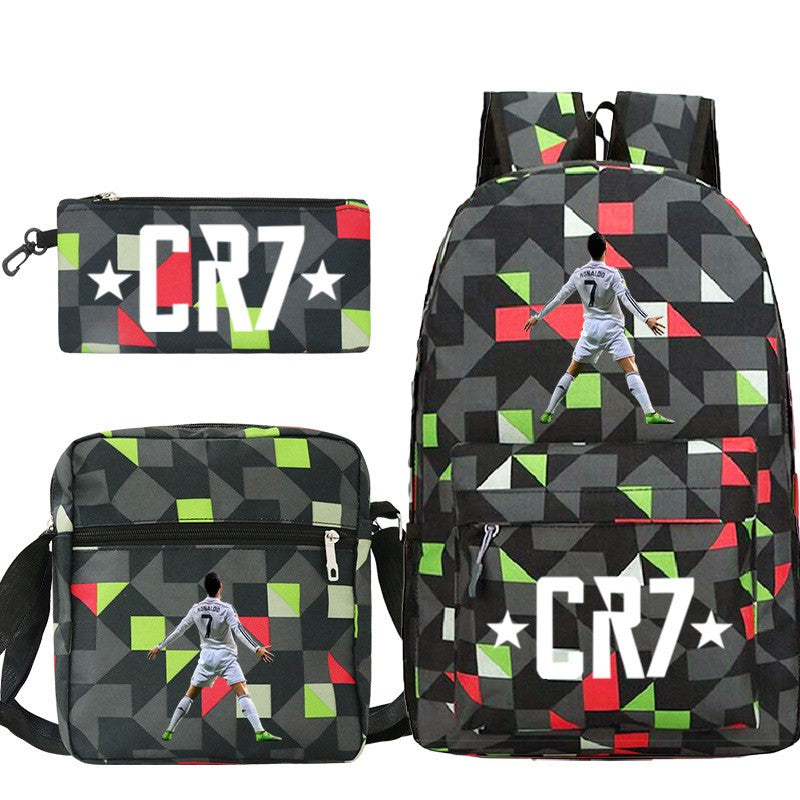 Novas Mochilas CR7 3 peças Estilo Simples Leves Meninos Meninas Bolsas Escolares Mochilas para Laptop de Grande Capacidade para Adolescentes Mochilas de Viagem para Mulheres e Homens