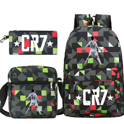 Novas Mochilas CR7 3 peças Estilo Simples Leves Meninos Meninas Bolsas Escolares Mochilas para Laptop de Grande Capacidade para Adolescentes Mochilas de Viagem para Mulheres e Homens