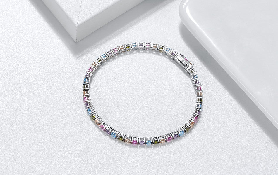 ORSA JEWELS Authentic 925 Sterling Silver Tennis Chain Bracelet Moulding Process Hanmade High-end Hand Chain for Man Woman SB128