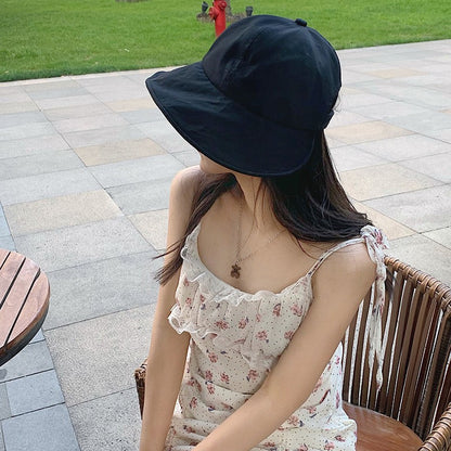 Women Summer Sun Hat Soft Cotton Solid Color Bucket Hats For Girl Lady Outdoor Beach Adjustable Sunshade Fisherman Cap