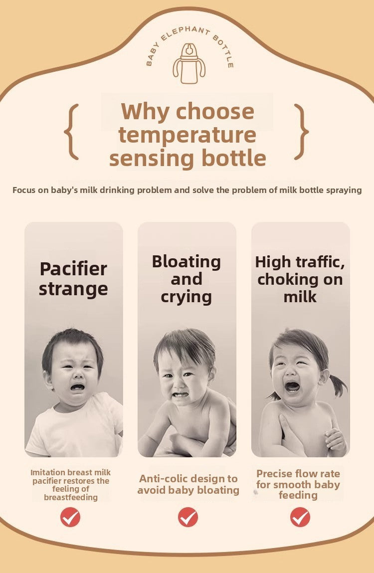 300ML PPSUTemperature-Sensitive Anti-Flatulence Feeding Bottle Baby Straw Cup Drop-Resistant Direct Drink No-Spill Cup1-3Weaning