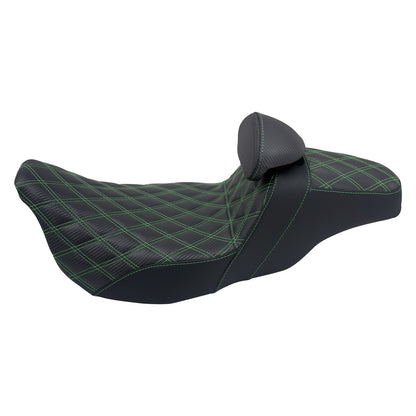 Assento 2 Lugares Moto Garupa Com Encosto Ajustável Almofada Para Harley Touring Electra Road Glide 09-23 Assento De Couro