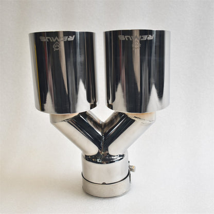 REMUS  Dual Exhaust Tip 3 Inch Inlet 3" outlet 9.5" Long Tail Pipe Double Wall Polished 304 Stainless Steel
