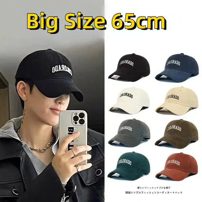 2025 Autumn Plus Size 60-65cm Baseball Caps Man 55-60cm Summer Popular Sport Hats Ladies Soft Cotton Sun Cap Big Head Wholesale