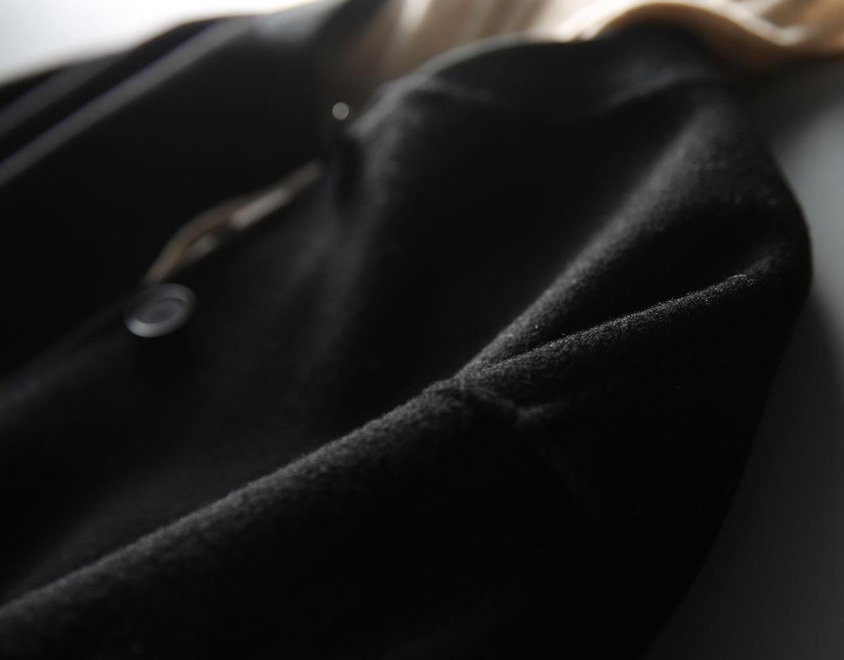 Women's Black Wool Coat 2025 Autumn New Fashion Long Slim Fit Casual Versatile Overcoat