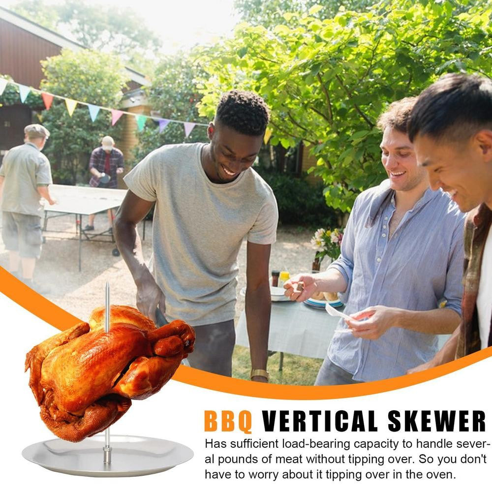 Vertical Tacos Al Pastor Skewer Stainless Steel Brazilian Barbecue Skewer Vertical Spit Stand Shawarma Kebabs Gyros BBQ Grilling