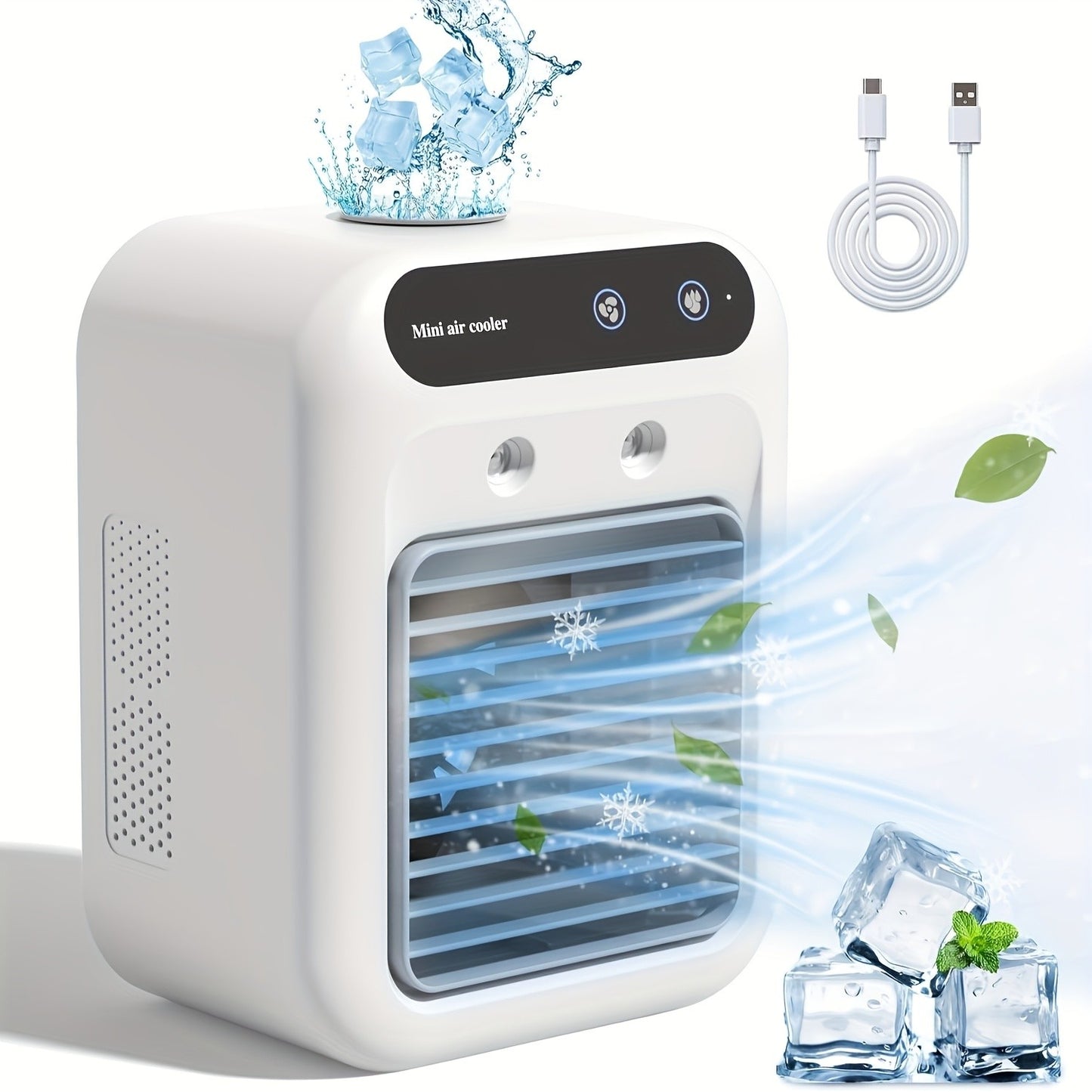 Ventilador USB de Mesa Tanque de Água Mini Climatizador Portátil Dispositivo de Resfriamento Pessoal Bateria de Lítio 1800mAh Ventilador de Baixa Tensão