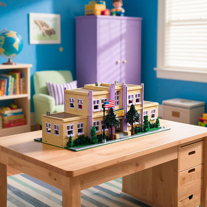 3500PCS Springfield Elementary School Building Blocks Idea Anime Street View Modular Architecture Brick Model Bricks Toys for Adults Christmas Gift