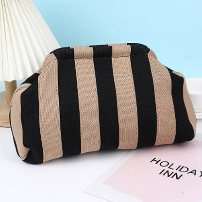 Ladies Crochet Clutch Purses Contrast Color Beach Bags Summer Woven Bags Women's Knitted Dumpling Bag Female Chic Colorblock Bag