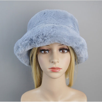 Hot Fashion Fake Rabbit Fur Hats Super Soft Women Winter Hat Cotton Lining Warm Russian Fashion Ski Beanies Plush Solid Color