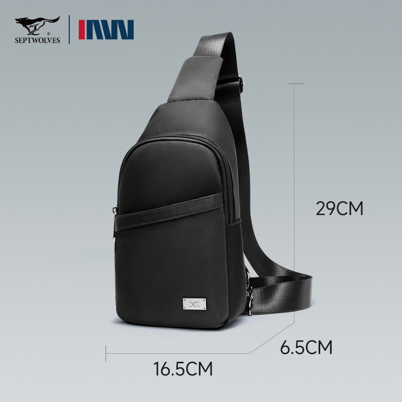 Septwolves Business Thin Printed Leather Crossbody Sling Bag Man Fashion Casual Travel Monogram Print Fabric iPad Shoulder Bag