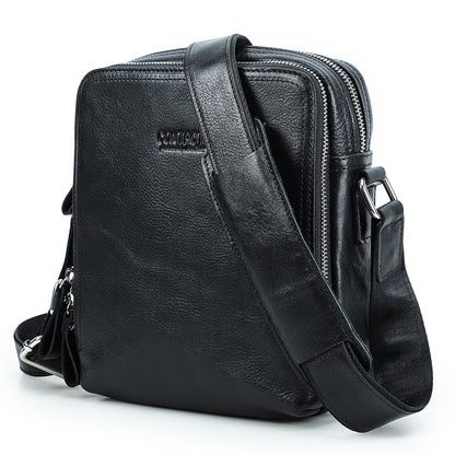 CONTACT'S Genuine Leather Men's Messenger Bag Vintage Sling Shoulder Bags for 7.9" iPad Mini High Quality Male Crossbody Bag Men
