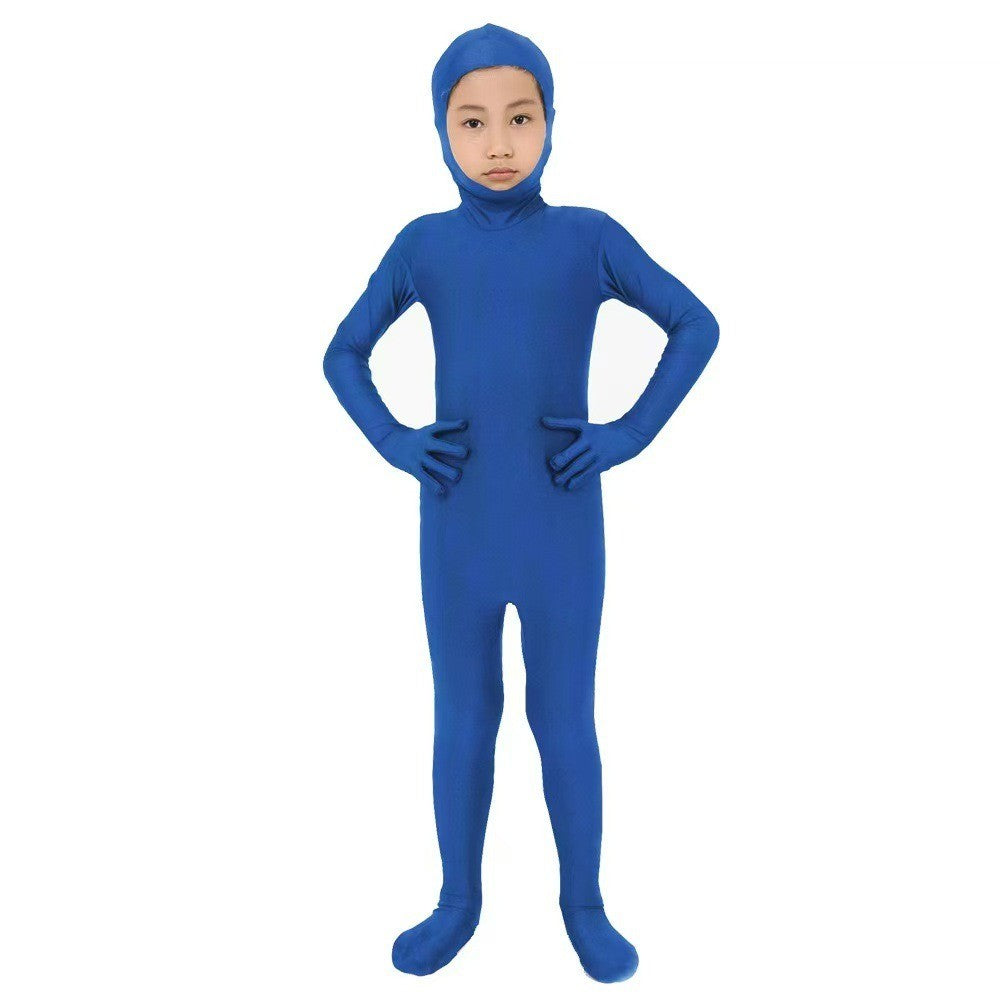 Kids Zentai Invisible Jumpsuit Cosplay Costume Bodysuits Halloween Carnival Skin Tight Suit Spandex Stretch Disappearing