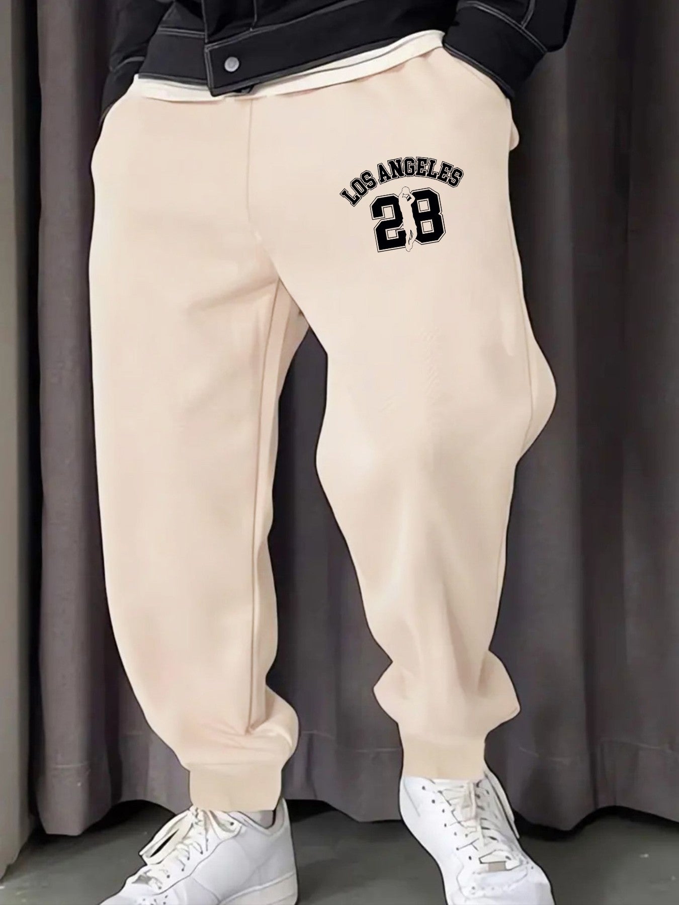 Los Angeges Number 28 Printing Male Sweatpants Fashion Long Pants Trendy Basic Trousers Casual Elastic Waist All-Match Pant