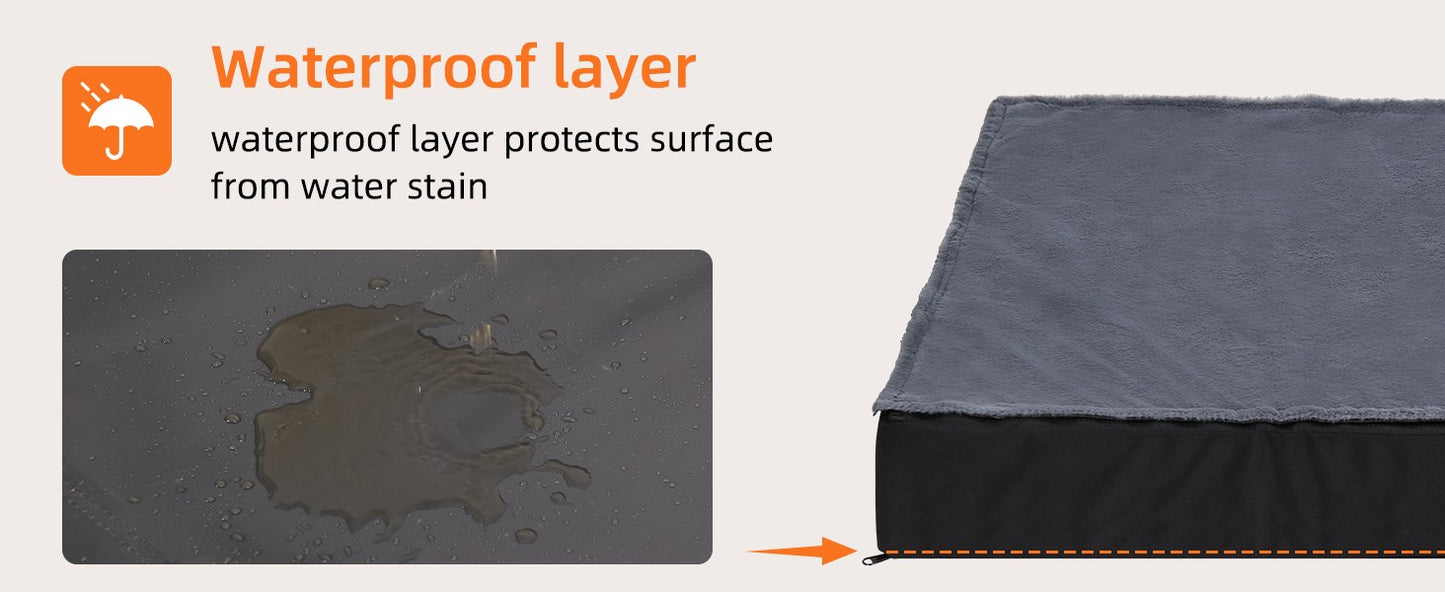 Cama Ortopédica Grande para Cães, Almofada Impermeável para Animais de Estimação, Colchão para Animais de Estimação 2 em 1, Cama de Caixa para Cães com Capa Removível e Lavável, Uso Interno e Externo