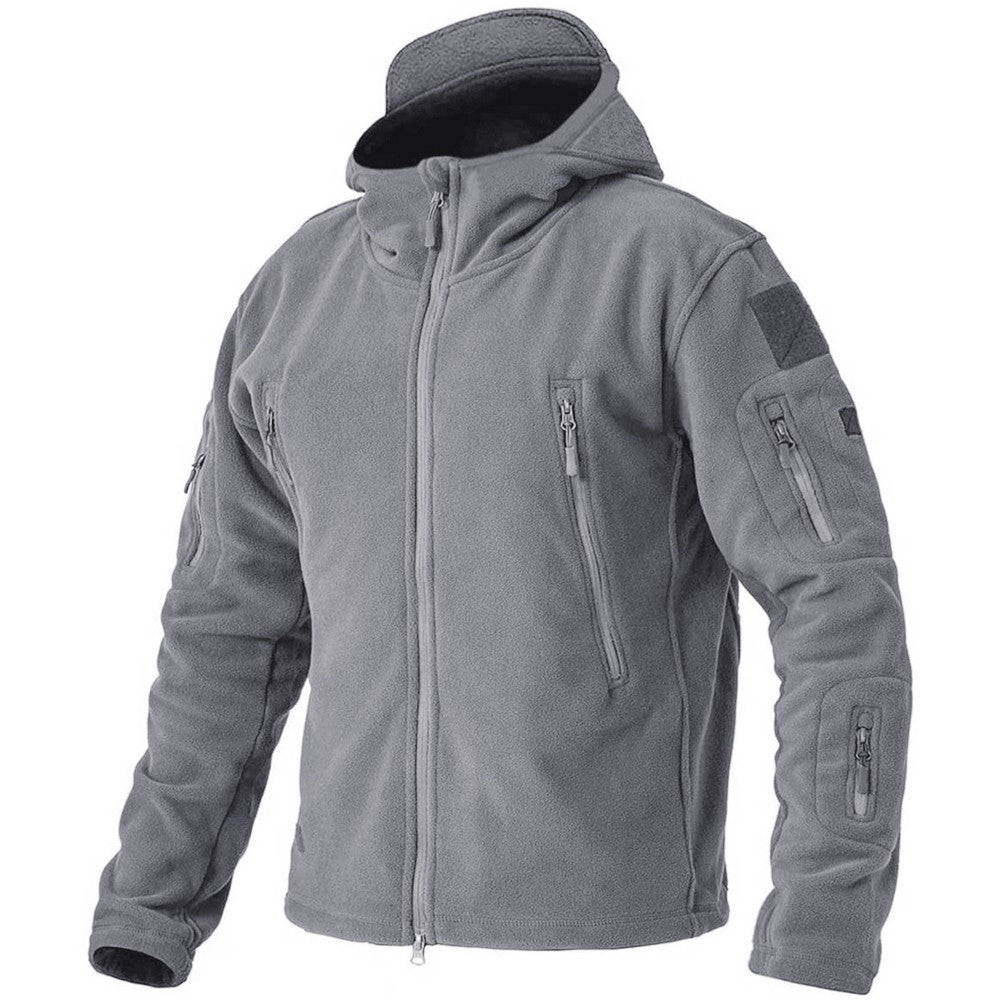 TACVASEN Winter Hooded Coats Mens Fleece Jackets Full Zip Up Multi-Pockets Fishing Hiking Climbing Outerwear Causal Parka Tops