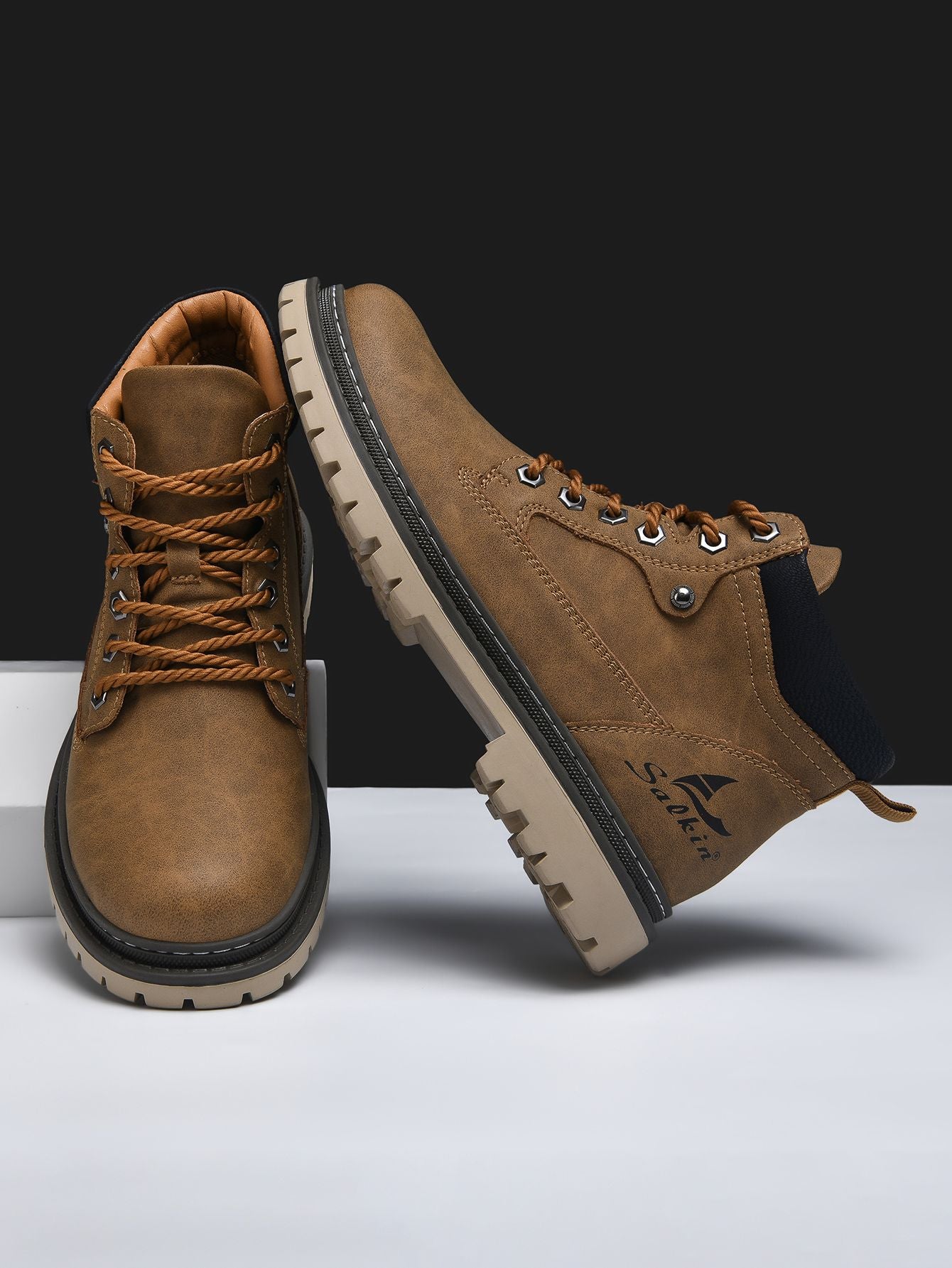 Botas Masculinas Feitas à Mão, Botas de Tornozelo de Inverno em Couro, Sapatos de Outono para Caminhada ao Ar Livre, Tênis, Botas Masculinas de Cano Alto, Calçados Antiderrapantes
