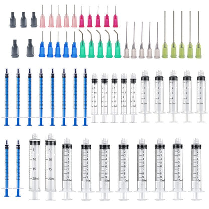 Seringa Luer de 1/3/5/10ML com Agulha de Ponta Romba de 14-25Ga 1,5" e Conjunto de Tampa de Agulhas de Distribuição de Aço Inoxidável para Mistura de Líquidos