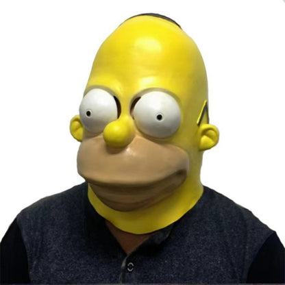 Anime Movie Simpson Cosplay Mask Festival Party Stage Performance Wear Hood Children's Day Yellow Latex Face Shield