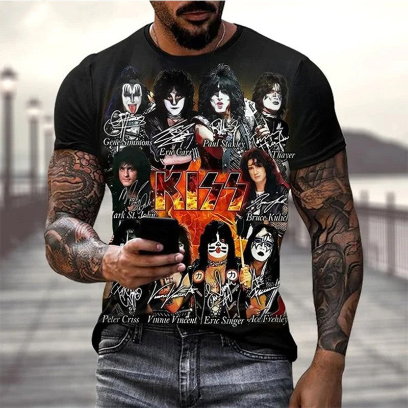 New Kiss Rock Band 3D Print T-Shirts Men Women Fashion Hip Hop Streetwear Oversized Short Sleeve T Shirt Kids Tees Tops Clothing