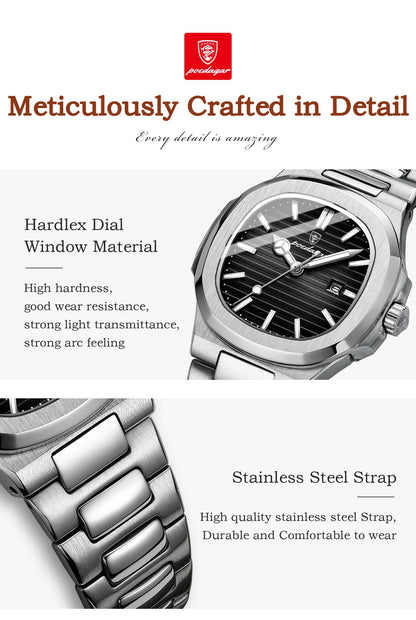 POEDAGAR Elegant Women's Quartz Watches Waterproof Luminous Date Ladies Wristwatch Stainless Steel Fashion Watch For Woman Reloj