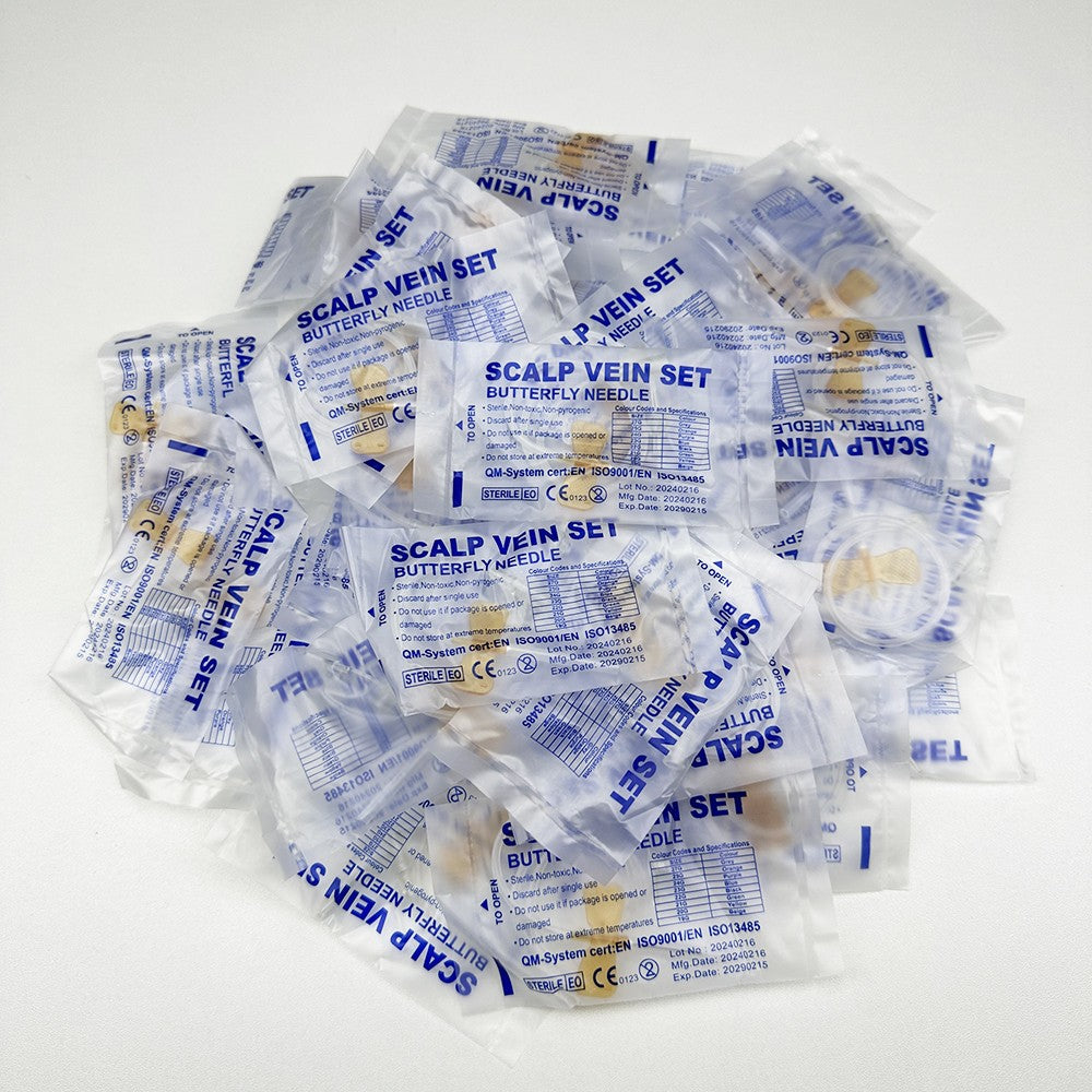 100 Unidades/Agulha de Infusão Borboleta com Boca Reta Descartável para Animais, Agulha de Infusão com Asa Dupla para Sala de Cuidados de Animais de Estimação