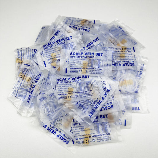 100 Unidades/Agulha de Infusão Borboleta com Boca Reta Descartável para Animais, Agulha de Infusão com Asa Dupla para Sala de Cuidados de Animais de Estimação